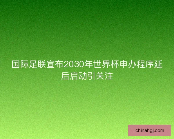 国际足联宣布2030年世界杯申办程序延后启动引关注